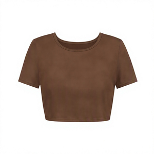 Custom Cotton Oversize Blank Plain <b>White</b> Slim Fitting Crop Top t Shirts Athletic <b>Sports</b> Gym Cropped Tee <b>Tshirt</b> Women - Product Image 3
