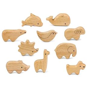 Figurines d'animaux en bois sculptées à la main, artisanat en bois, décoration autoportante pour la maison, lot de 4, jouet éducatif en bois. - Product Image 4