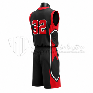 Conjunto de Uniforme de Baloncesto Personalizado en Negro y Rojo, Jersey y Pantalones Cortos Transpirables, Fabricante OEM ODM de Marca Privada - Product Image 4