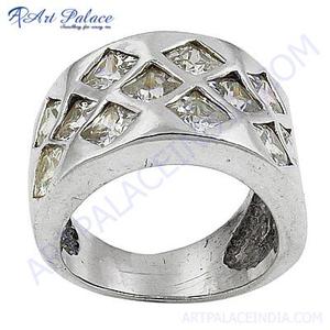 Bague de cocktail Art Palace en argent 925 avec strass en cristal, design géométrique, sertissage à griffes, unisexe, style classique pour usage quotidien - Product Image 4
