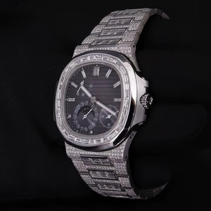 Reloj de Hombre Clásico con Pantalla Analógica, Diamantes Moissanite Baguette, Correa de Aleación, Caja de 20 mm, Cristal de 41 mm, Precio Bajo, Gran Venta - Product Image 3