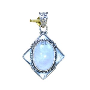 Colgantes de Plata de Ley 925 con Diseño Antiguo y Engaste Ovalado, con Piedra Preciosa de Piedra Lunar Arcoíris, Accesorios de Joyería Fina - Product Image 1
