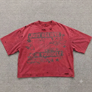 T-shirt à manches courtes pour homme, coupe droite, 100% coton jersey, style streetwear, qualité supérieure, décontracté, vintage, épaules tombantes - Product Image 1