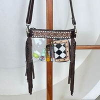 Nouveau sac à bandoulière en cuir de vache véritable, fait à la main, avec un design de créateur, en PVC transparent, style western, sac à bandoulière long à franges transparent pour femmes
