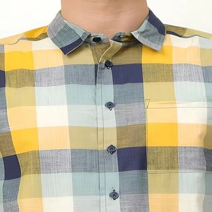 Chemises décontractées à carreaux à manches longues et col montant pour hommes, grande taille, nouvelle collection été, en coton respirant et infroissable, pour jeunes et d'âge moyen - Product Image 4
