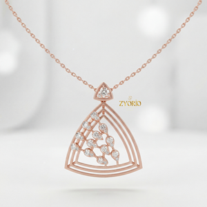 Pendentif géométrique floral en argent plaqué or avec chaîne à maillons, design élégant, luxe moderne, pour fiançailles, mariage, usage quotidien féminin - Product Image 3