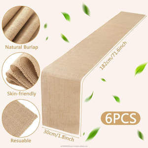 Ensemble de sets de table et de chemins de table en jute 100% naturelle, sets de table ronds en jute et chemins de table rustiques en toile de jute, pour fête champêtre - Product Image 1