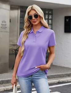 Camisas Polo de Algodón para Mujer al por Mayor, Camisa Polo de Algodón de Manga Corta con 3 Botones, Personalizada con Impresión de Calidad - Product Image 1