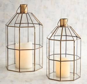 Modern Classic New Style Square Glass Gold Lantern <b>Candle</b> Holder Handicraft Home Decor Custom Logo Wholesale Flower Pot Included - Product Image 2