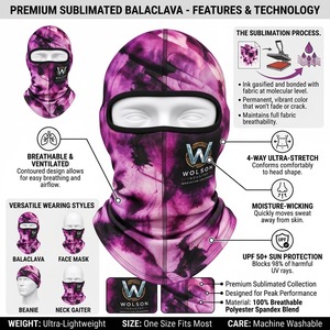 Balaclava personnalisée par sublimation, couvre-visage intégral, respirante, imperméable, imprimée, vêtements de sport pour le cyclisme, la course à pied, l'entraînement en plein air - Product Image 6