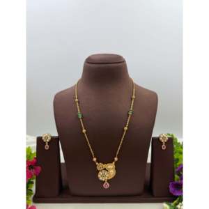 <b>Indian</b> Ethnic Artificial <b>Jewellery</b>-Nita Chorski Delicate Semi Long Gold Plated Bridal Necklace <b>Set</b> - Product Image 1