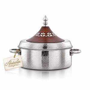 Casserole de luxe écologique et durable en acier inoxydable martelé de 24 cm avec couvercle conique décoratif et poignées latérales, sans revêtement, pour soupes - Product Image 4