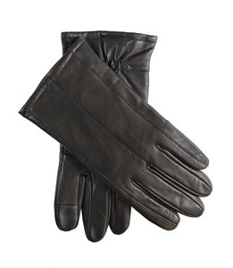 Gants tactiles en cuir beige pour femme avec détection d'aiguille, manchette fendue, doublure en cachemire – Usage quotidien décontracté - Product Image 1