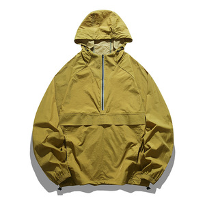 Veste coupe-vent pour homme en polyester vert olive à capuche et col montant, fermeture éclair quart de tour, respirante, légère, décontractée, pour le printemps - Product Image 6