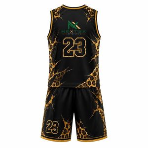 Conjunto de Uniforme de Baloncesto Personalizado para Hombre con Estampado de Leopardo, Jersey de Malla Sublimada, Pantalones Cortos, Ropa Deportiva de Equipo, Kit de Equipamiento para Juego, Venta OEM Profesional - Product Image 4
