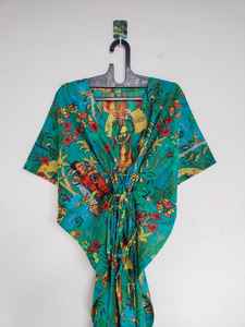 Vestido Kaftan de Algodón Hecho a Mano en India, Ligero, para Playa - Product Image 2