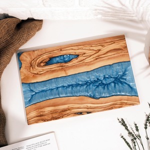 Planche à découper de service en bois et résine époxy de conception classique Produit le plus vendu Nouveaux blocs à découper en bois élégants Prix d'usine - Product Image 6
