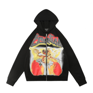 Sudadera con Capucha MIXED EMOTION, Estilo Urbano Hip-Hop Oscuro, con Letras de Diamantes de Imitación en la Parte Delantera, para Hombre, 100% Poliéster Ecológico - Product Image 1