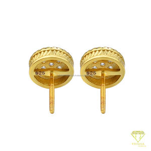Elegantes Pendientes de Diamantes Moissanite en Racimo Redondo, Plata de Ley 925, Joyería Brillante de Primera Calidad para Mujer - Product Image 2