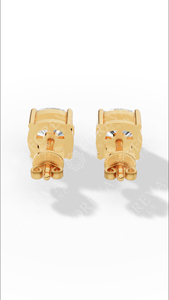 ต่างหูเพชรทรงคุชชั่นคัทแบบโซลิแทร์ เพชรเลี้ยงในห้องปฏิบัติการ ทองคำ 18K เครื่องประดับหรูหรา ขายส่งจากผู้ผลิต - Product Image 6