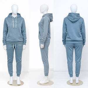 Conjunto Deportivo de Dos Piezas para Mujer, Sudadera con Capucha Azul, Corte Ajustado, Informal, Atlético, Ligero, de Secado Rápido, Pantalones Deportivos, Ropa Deportiva Urbana - Product Image 1