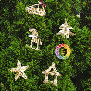 Handmade Rattan Christmas <b>Decorations</b> Star Tree House <b>Car</b> Sleigh Ornament Traditional Eco Friendly Holiday Home Decor - Product Image 1