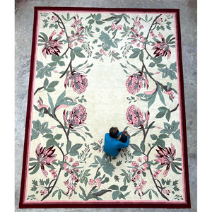 Alfombra de Lana de Alta Calidad Hecha a Mano, Alfombra Roja Suave y Gruesa, Cubierta de Piso Duradera para Sala de Estar y Dormitorio - Product Image 1