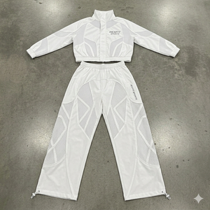 Manufacturer Unisex Sweatsuit <b>Zip</b> <b>up</b> <b>Jacket</b> and Pants Set Reflective Color Block Custom Polyester Nylon Windbreaker Tracskuit - Product Image 6