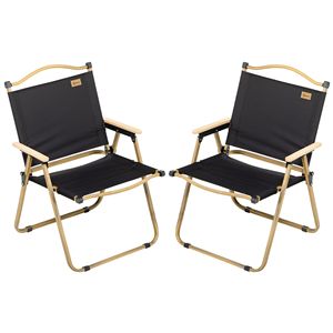 Set di 2 Sedie da Campeggio Pieghevoli Portatili in Oxford, Leggere, Nere, Arredamento da Esterno per Festival, Pesca, Spiaggia, Personalizzabili - Product Image 1