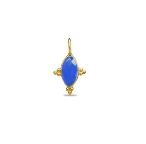 Colgante de Piedra Preciosa Marquise Chapado en Oro |   Colgante de Calcedonia Azul |   Fornituras de Joyería Hechas a Mano al por Mayor - Product Image 1