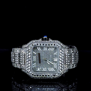 Montre JUSTHIRA pour homme, luxe, sport, affaires, bracelet en acier inoxydable, cadran carré noir avec diamants, calibre 41 mm, meilleur prix - Product Image 1