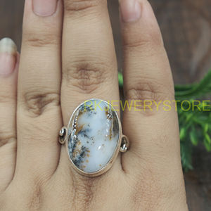 Natural Dendrite Opal <b>Ring</b> 925 Sterling Silver Handmade <b>Statement</b> Oval Gemstone <b>Ring</b> Vintage Jewelry Gift for Women Unisex Her - Product Image 4