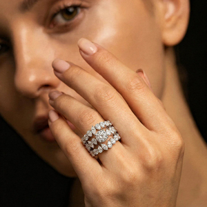 Luxury Women White <b>Gold</b> <b>Cocktail</b> <b>Ring</b> With Round Brilliant Cut Diamond Flower Design Engagement Style - Product Image 2