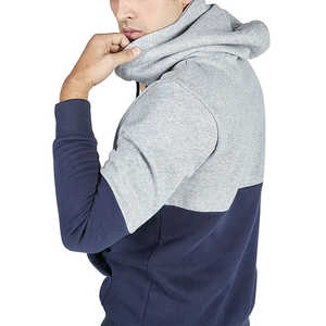 <b>Mens</b> <b>Grey</b> Navy Color Block Hoodie <b>Sweatshirt</b> Pullover Hooded Casual Cotton Fleece Long Sleeve Winter Wear - Product Image 5