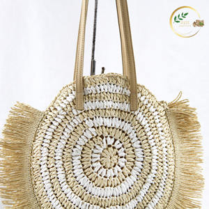 Bolso Redondo de Yute Hecho a Mano de Primera Calidad, Bolso de Hombro Casual para Mujer - Product Image 6