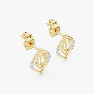 Pendientes de Diamantes Cultivados en Laboratorio de 0.06CT en Oro Amarillo de 9K al por Mayor, Motivo Geométrico, Joyería Fina, Fabricante OEM Personalizado - Product Image 2