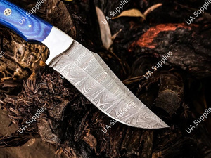 มีดแค้มปิ้งคุณภาพสูง ดีไซน์ใหม่ปี 2025 เหล็กดามัสกัส ลายบิดแบบดรอปพอยต์ ด้ามจับไม้ปักก้า ออกแบบตามหลักสรีรศาสตร์ - Product Image 5