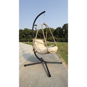 Sedia a dondolo a uovo con supporto a C per interni/esterni, in vimini e rattan, con cuscino incluso - Product Image 5