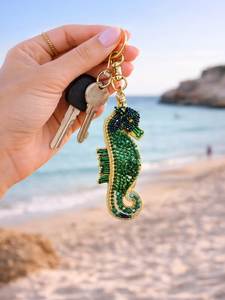 Colorful Classic Embroidery Beaded Eco-Friendly Handmade <b>Keychain</b> Fashion Purse Charm - Product Image 1