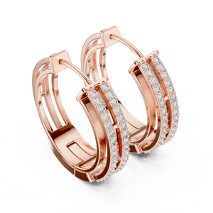 Modernos Pendientes de Aro con Diamantes Paralelos Dorados, Pendientes Huggie Anchos Contemporáneos para Mujer, Joyería de Diamantes de Lujo - Product Image 6