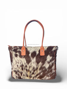 Bolso Tote Clásico de Cuero Genuino con Pelo, Bolso de Mano de Moda para Mujer con Cierre de Cremallera Bordado, Diseño Portátil LHTB-0078 - Product Image 4