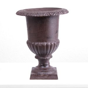 Urne de jardin en métal noir avec base carrée, pot de fleurs extérieur sculpté à la main pour plantes vertes, urne de jardin en aluminium - Product Image 2