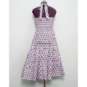 Robe maxi vintage en coton indien, épaules dénudées, imprimé floral, respirante, lavable, pour les fêtes d'été - Product Image 5