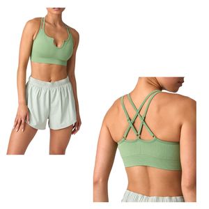 Sujetador deportivo sin costuras para mujer, con espalda cruzada, acanalado, push-up, para gimnasio, yoga, fitness, ropa deportiva, logotipo personalizado, OEM - Product Image 1