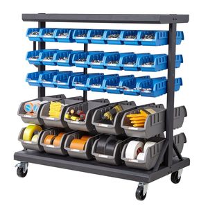 Carrello Portaoggetti a 5 Ripiani a Doppio Lato con 68 Contenitori, Armadietto Mobile per Attrezzi con Ruote, Organizzatore per Componenti a Doppio Lato - Product Image 1