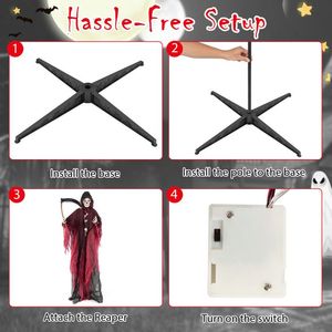 Decorazione di Halloween: Grim Reaper da 2,4 m con Suoni Terrificanti e Occhi Luminosi - Product Image 4