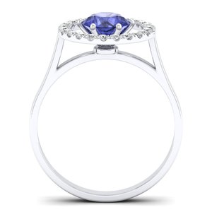Bagues REYES en argent sterling 925 avec pierre précieuse tanzanite taille ronde de 0,84 carat, certifiées GRA, moissanite VVS, bijoux fins en gros - Product Image 4