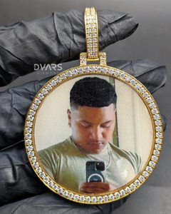 Memorial <b>Photo</b> <b>Frame</b> Iced Moissanite 925 Sterling Silver Gold Plated <b>Big</b> Custom <b>Photos</b> Hip Hop Luxury Certified Claw Pendant - Product Image 1
