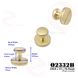 MING KEE METAL 10mm cabeza de latón macizo Collar Stud bola grande Metal Collar Studs para fino grueso bolsa especial piezas Accesorios - Product Image 2