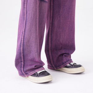 Jeans Anchos y Ligeros para Hombre, Cintura Media, Estilo Vintage, Ecológicos, Transpirables, Casuales, Oversize, Lavados - Product Image 6